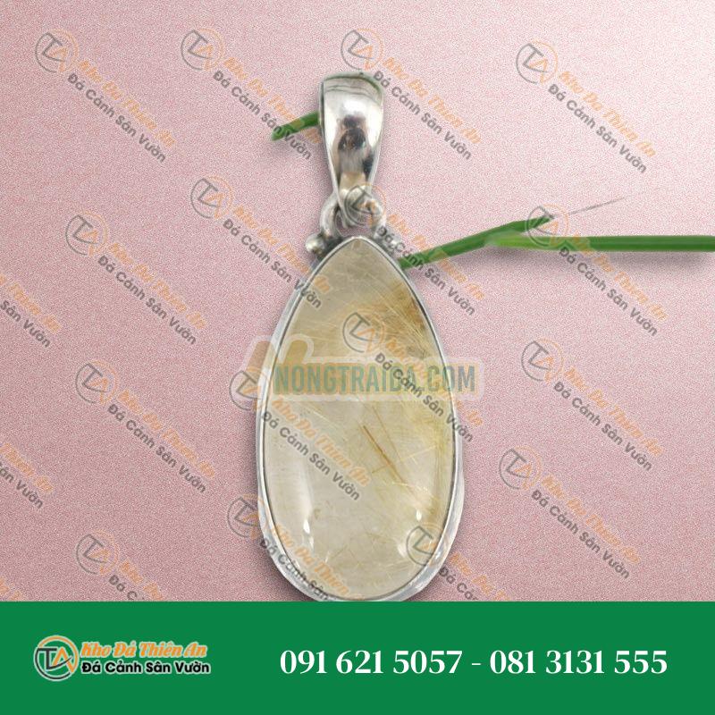 Mặt dây chuyền Thạch anh tóc vàng bạc 925