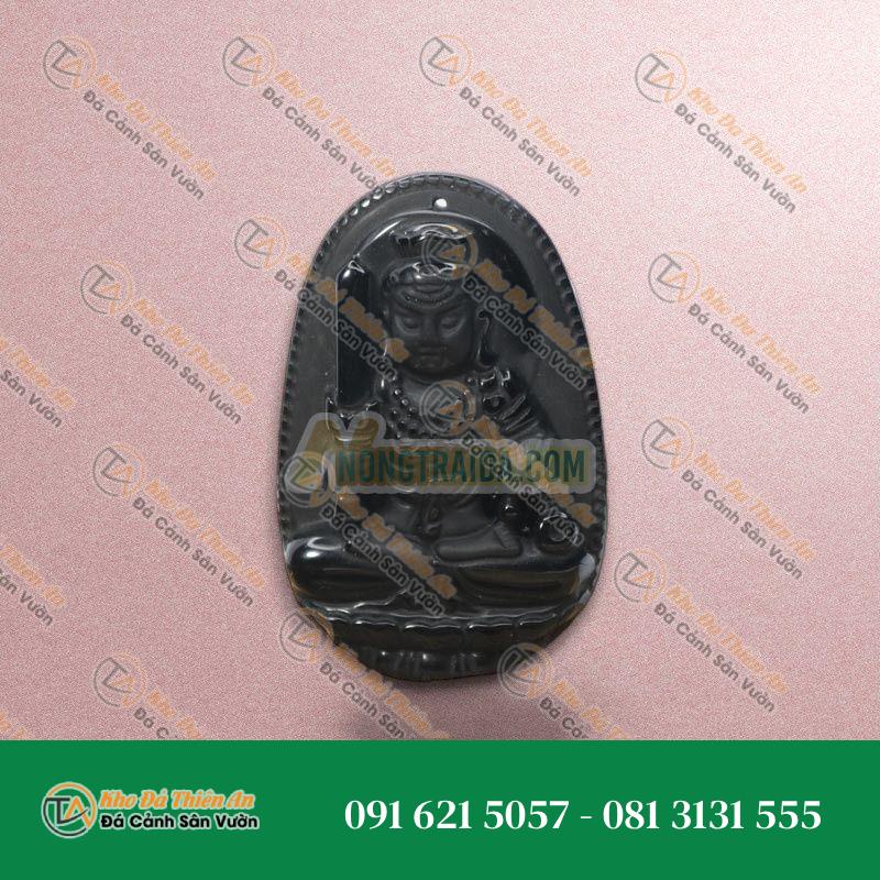 Mặt Phật bản mệnh đá thủy tinh núi lửa tuổi Dậu 52x32mm