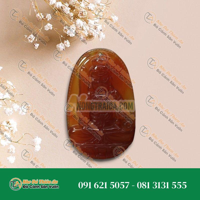 Mặt Phật bản mệnh tuổi Dậu đá mã não đỏ 49x31x8mm