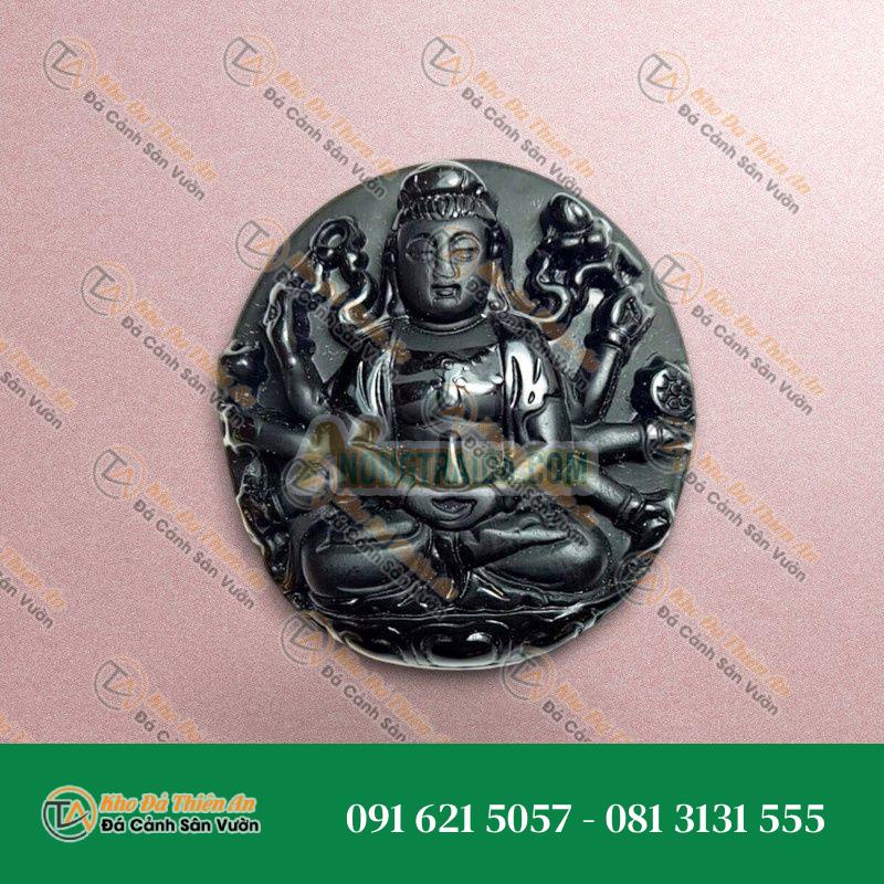 Mặt Phật Thiên Thủ Thiên Nhãn Obisidian 49x46x14mm