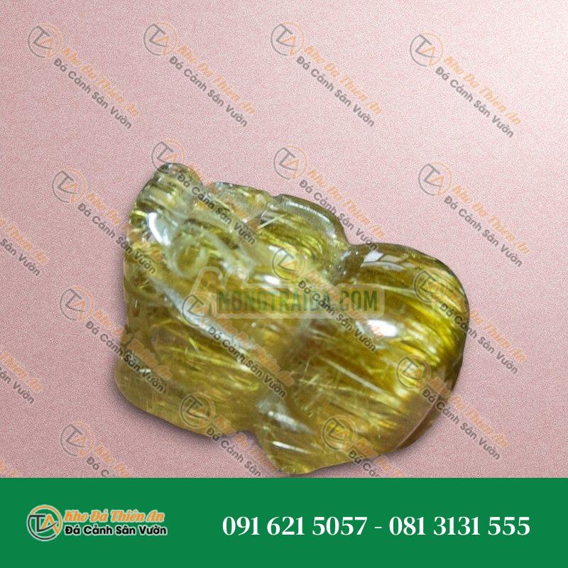 Mặt Tỳ Hưu Thạch anh tóc vàng cao cấp chuẩn 6A