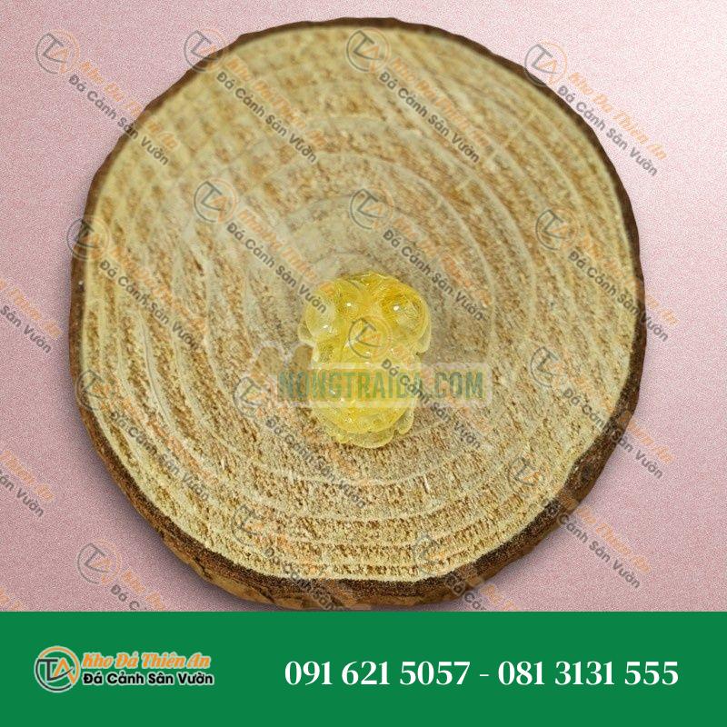 Mặt Tỳ Hưu Thạch anh tóc vàng chuẩn 5A 12x16mm
