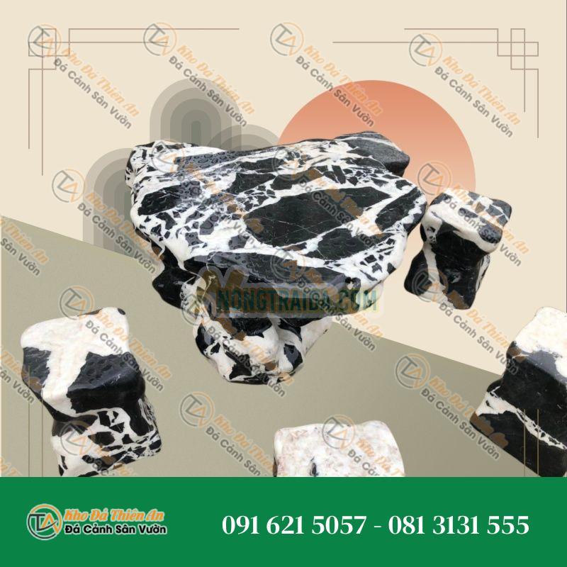 Mẫu bàn ghế đá cẩm thạch da báo trắng (hàng chọn)