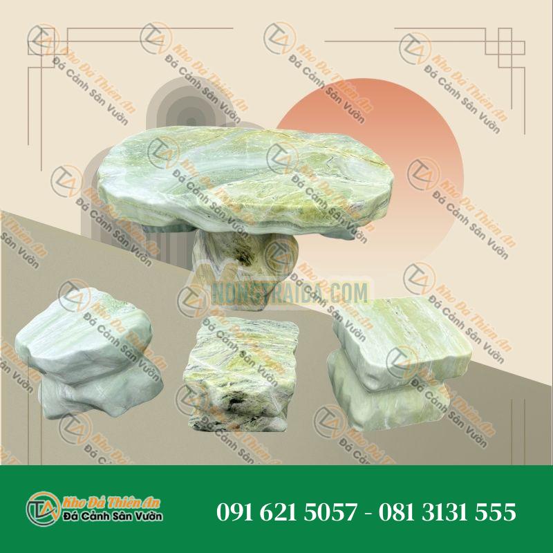 Mẫu bàn ghế đá ngọc Secpentine 2 thớt