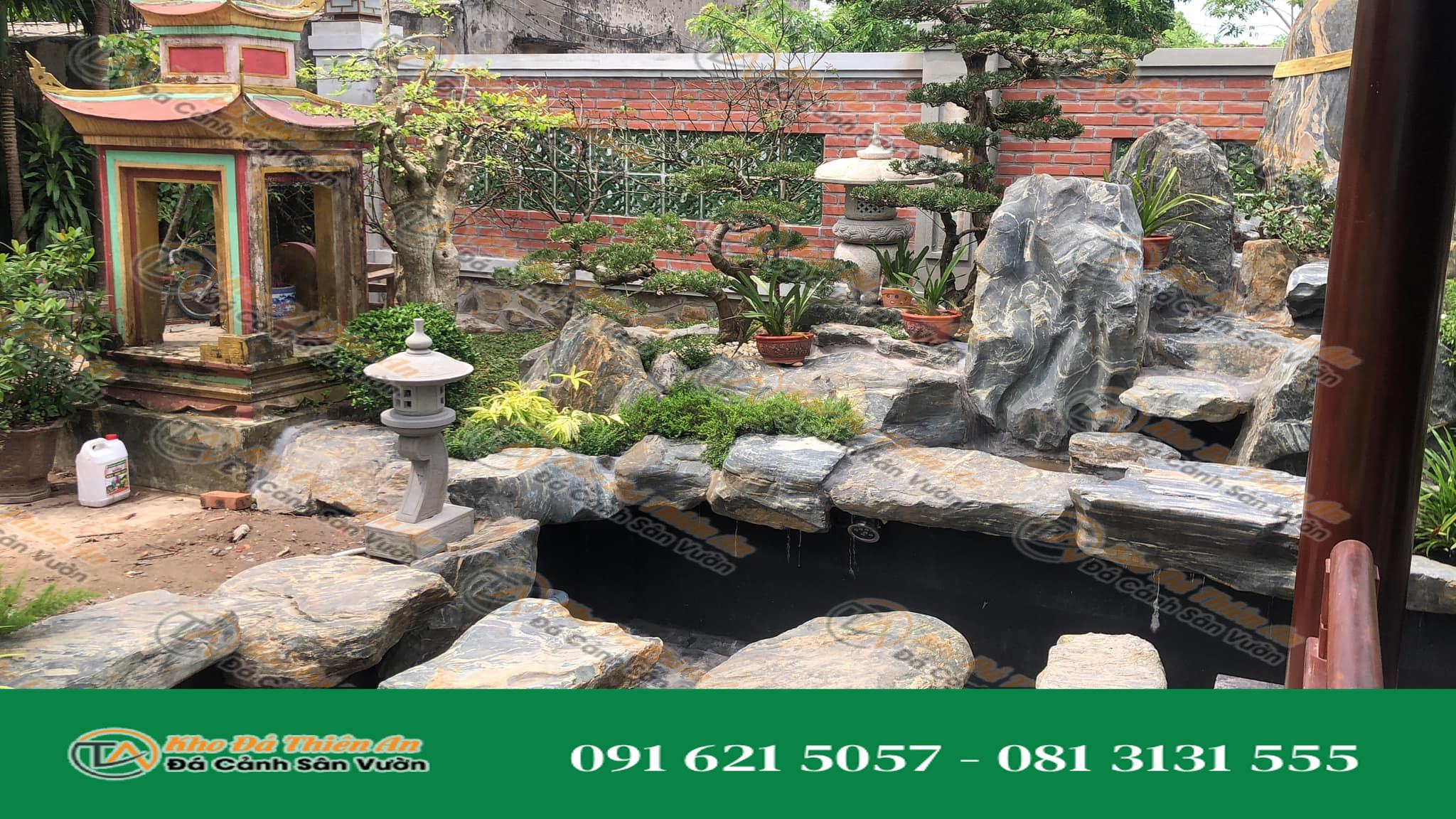 Mẫu Hồ Cá Koi Sân Vườn Đá Trầm Tích Cao Cấp