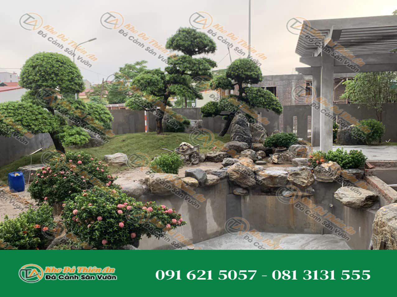 Mẫu Hồ Cá Koi Sân Vườn 40 Khối Đá Trầm Tích