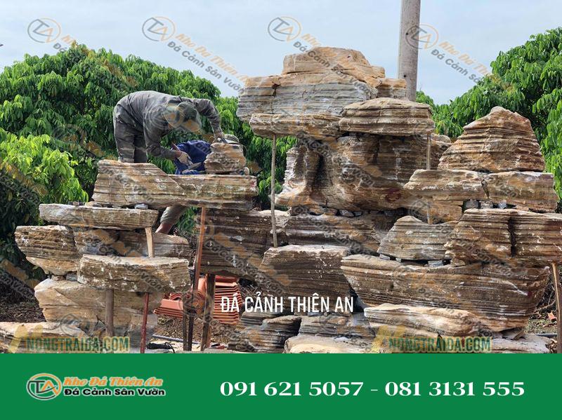 Mẫu Hồ Cá Koi Thước 3.8m Đá Cổ Thạch Xanh