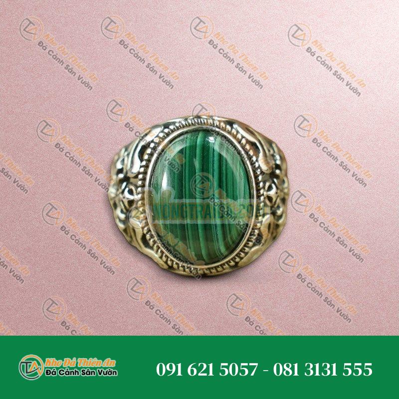 Nhẫn bạc 925 đá Lông Công 12x16mm