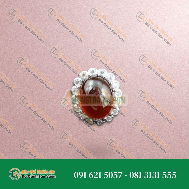 Nhẫn bạc đính đá Garnet 8×10