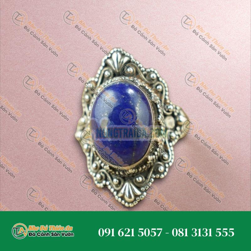 Nhẫn đá Lapis bạc 925 cao cấp size 13