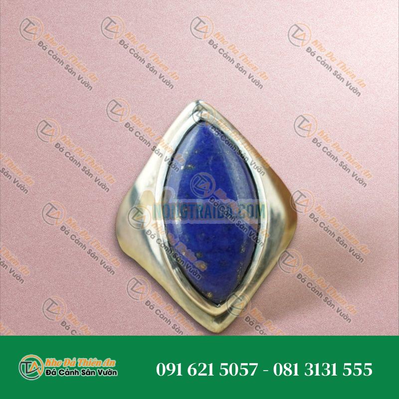 Nhẫn đá Lapis bạc 925 cao cấp size 15