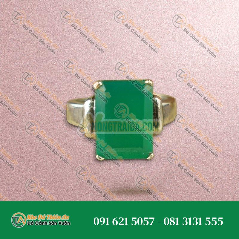 Nhẫn đá Onyx xanh bạc 925 cao cấp size 13