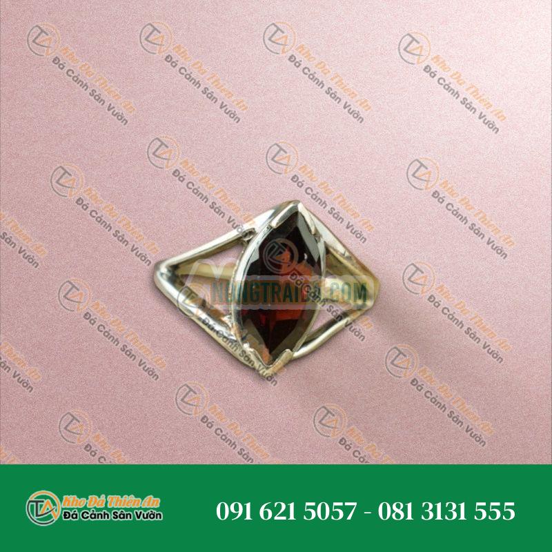 Nhẫn nữ đá Garnet bạc 925 cao cấp size 15