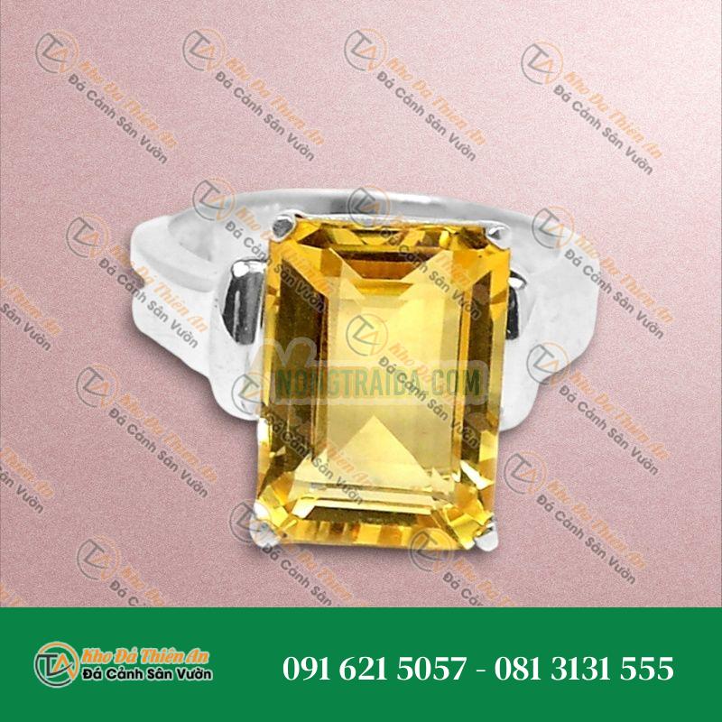 Nhẫn thạch anh vàng cao cấp bạc 925 size 13