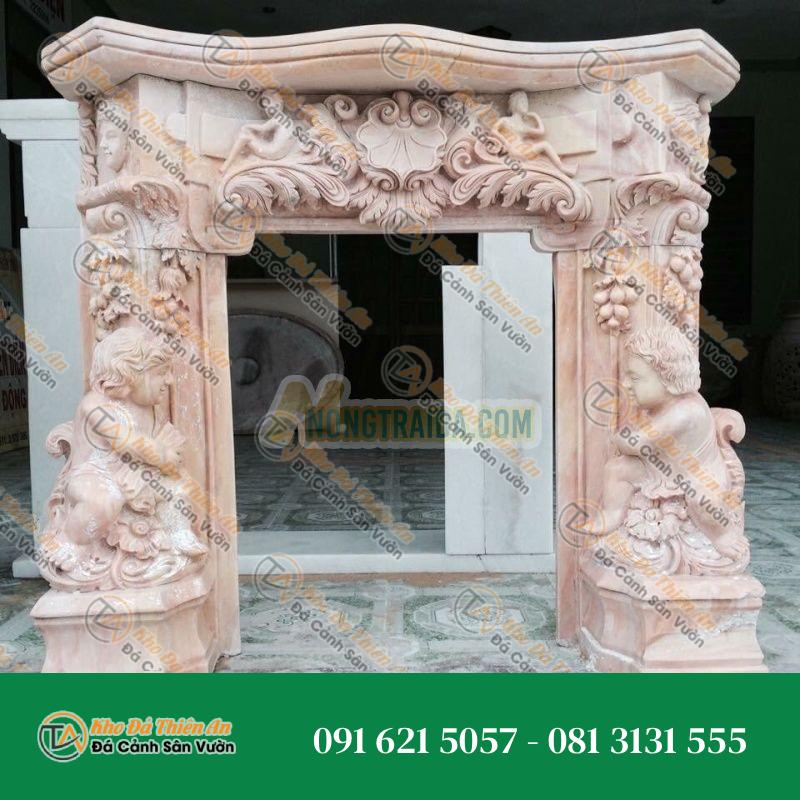 Ốp mặt lò sưởi đá cẩm thạch vàng chạm khắc tỉ mỷ
