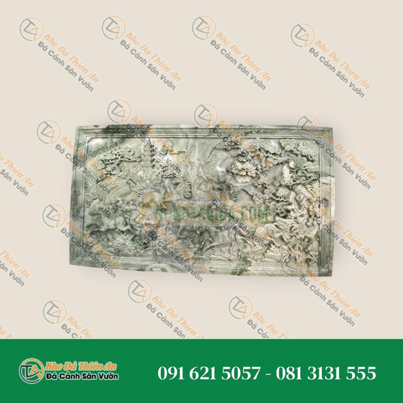Phù điêu bát mã truy phong đá xanh Yên bái 120x45cm