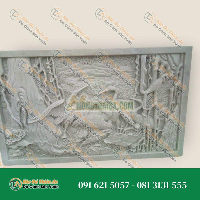 Phù điêu cánh đồng đá cẩm thạch trắng xanh 120x65cm
