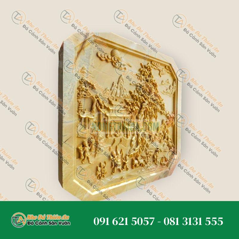 Phù điêu đá đá vàng cẩm thạch vàng 90x45cm
