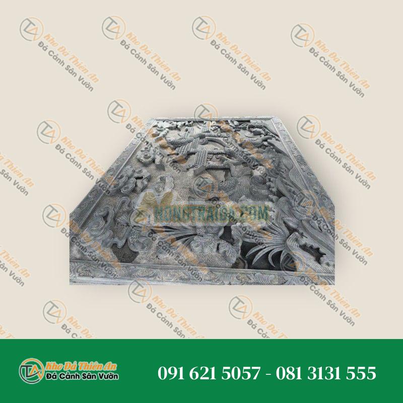 Phù điêu đá hồ cá chép 120x55cm, đá đen Hoà Bình