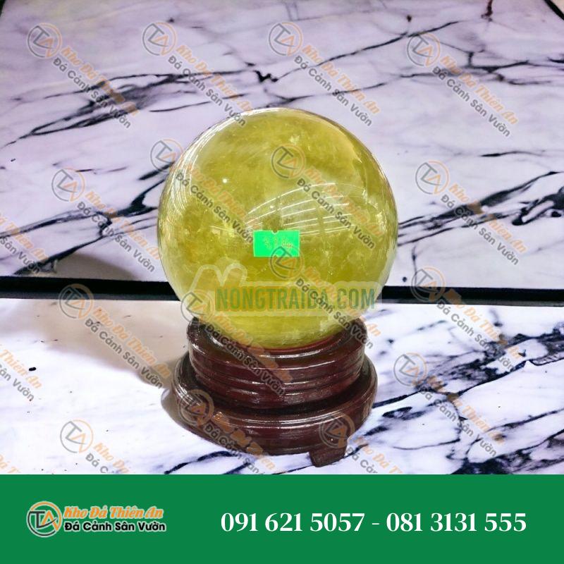 Quả cầu phong thủy đá citrine vàng – Đường kính 13,8cm