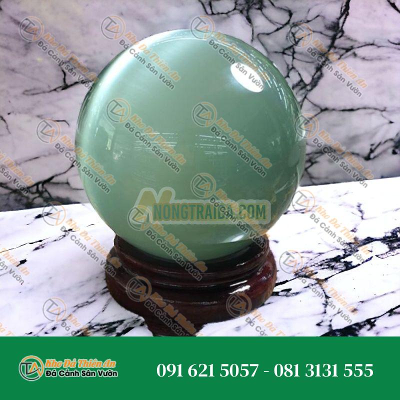 Quả cầu phong thủy đá mắt mèo trắng – Đường kính 7,5cm
