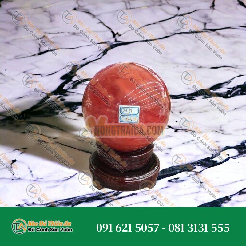 Quả cầu phong thủy đá núi lửa Obsidian đỏ – Đường kính 12,1cm