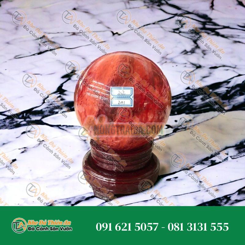 Quả cầu phong thủy đá núi lửa Obsidian đỏ – Đường kính 12cm
