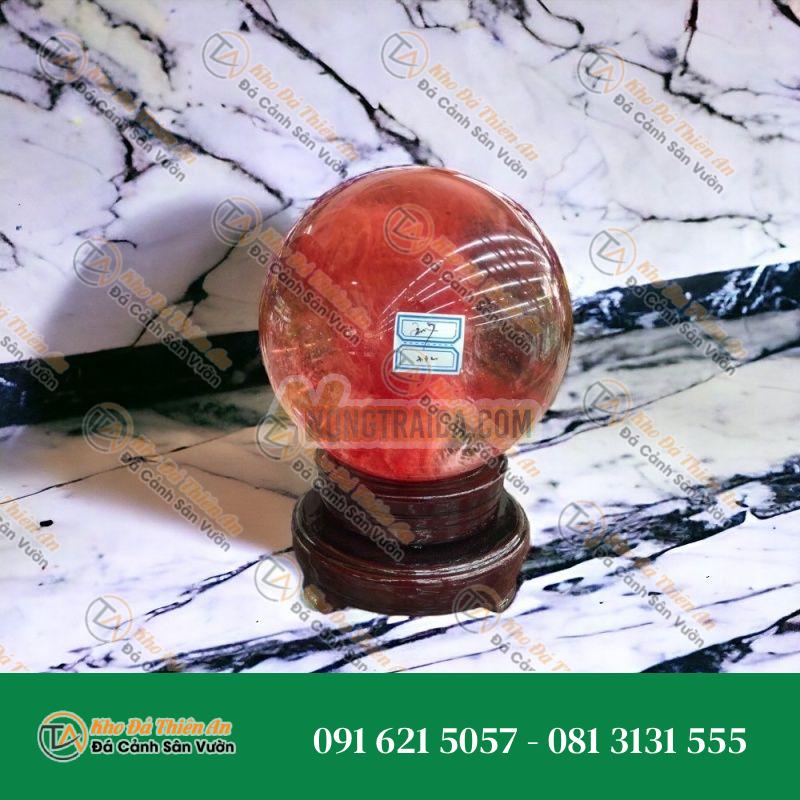 Quả cầu phong thủy đá núi lửa Obsidian đỏ – Đường kính 13,1cm