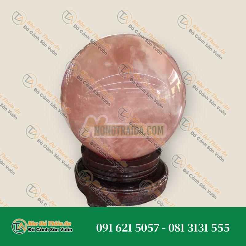 Quả cầu phong thủy đá thạch anh hồng – Đường kính 16,5cm
