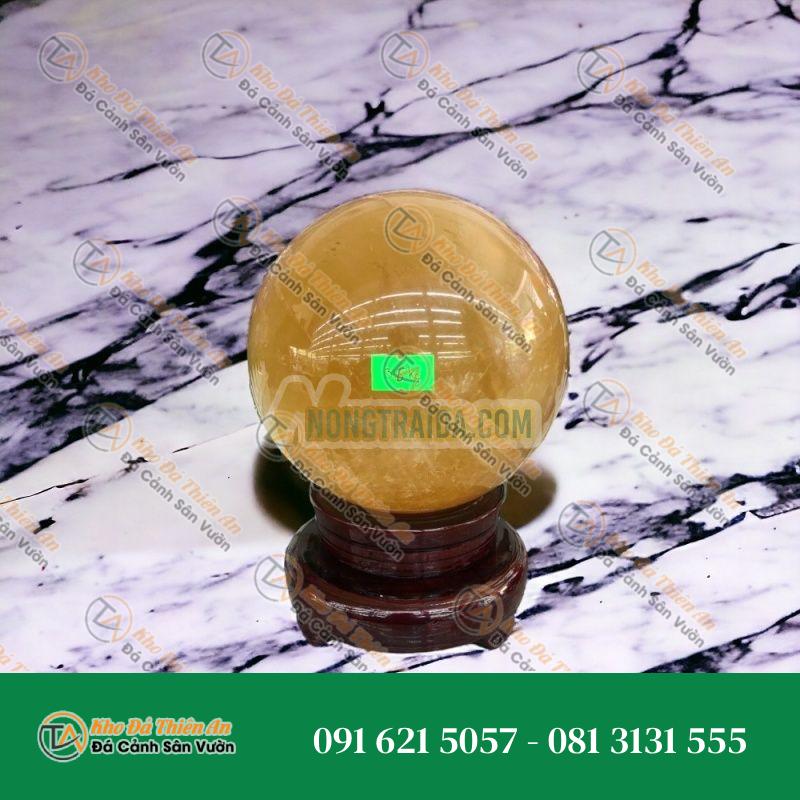 Quả cầu phong thủy đá thạch anh vàng – Đường kính 13,5cm