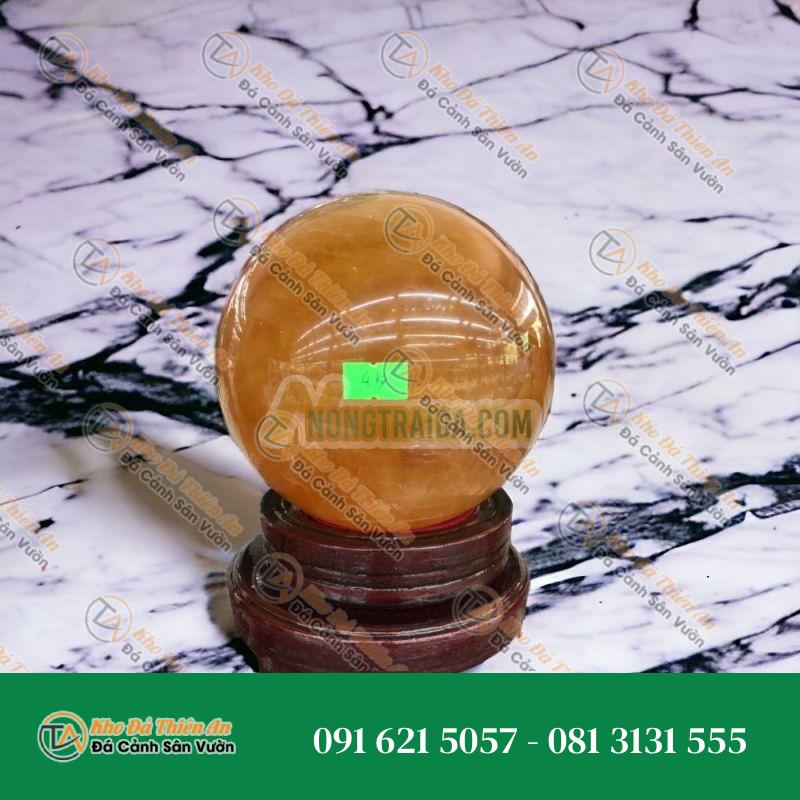 Quả cầu phong thủy đá thạch anh vàng – Đường kính 14,1cm