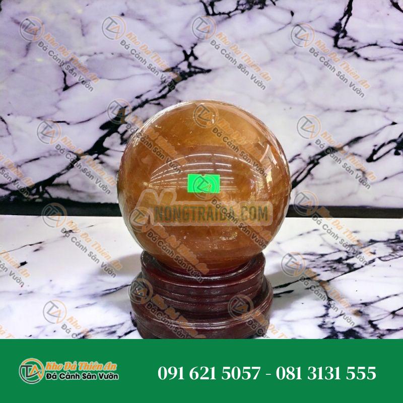 Quả cầu phong thủy đá thạch anh vàng – Đường kính 14,5cm