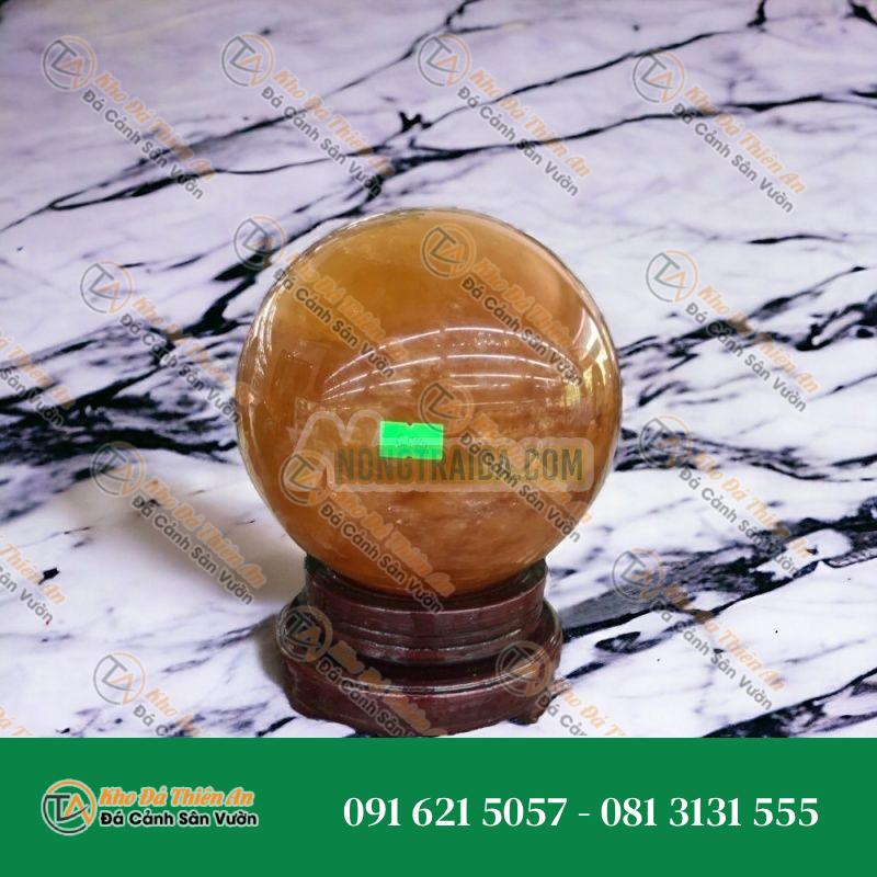 Quả cầu phong thủy đá thạch anh vàng – Đường kính 16,3cm