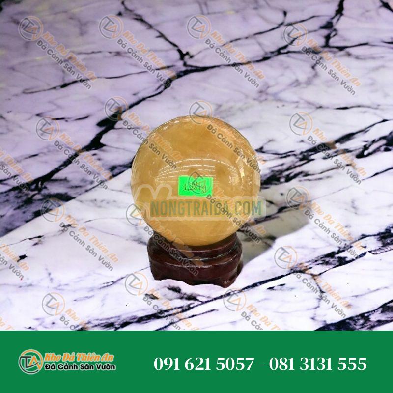 Quả cầu phong thủy đá thạch anh vàng – Đường kính 9,6cm