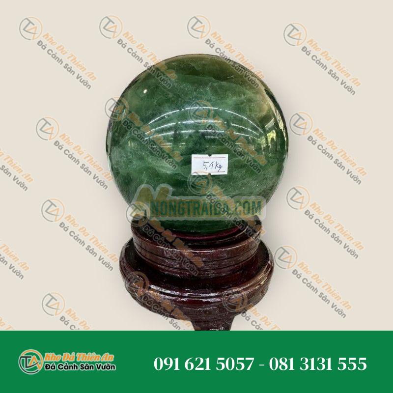 Quả cầu phong thủy đá thạch anh xanh – Đường kính 14,5cm, ; 14,9cm, và 15cm