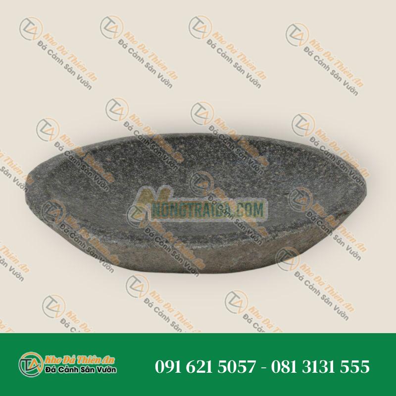 Soap dish, large, Ø 15-17cm, oval, with holes, hand carved from riverstone