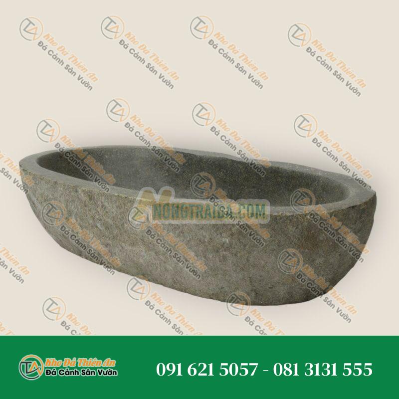 Stone bowl “canoe”, L 40cm, hand carved from riverstone Kích thước: 40,00×20,00×9,00cm