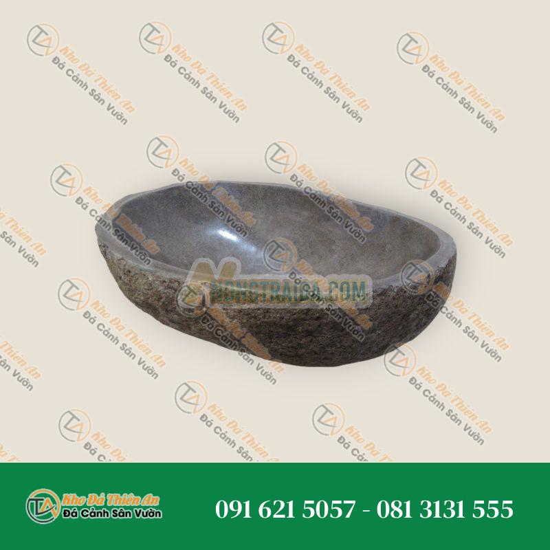 Chậu đá, ao nhỏ, đa dạng kích thước từ S đường kính 30 – XL đường kính 50cm, được điêu khắc thủ công từ đá sông