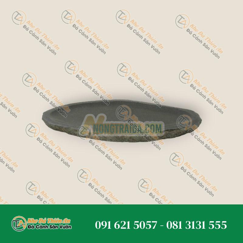 Đĩa đá, bát dẹt, Ø 40cm, chạm khắc thủ công từ đá sông Kích thước: 40,00×30,00×3,00cm