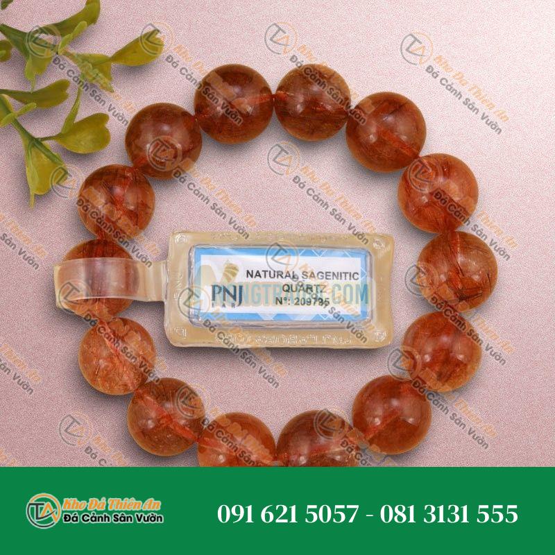 Thạch anh tóc nâu đỏ 15mm 6A