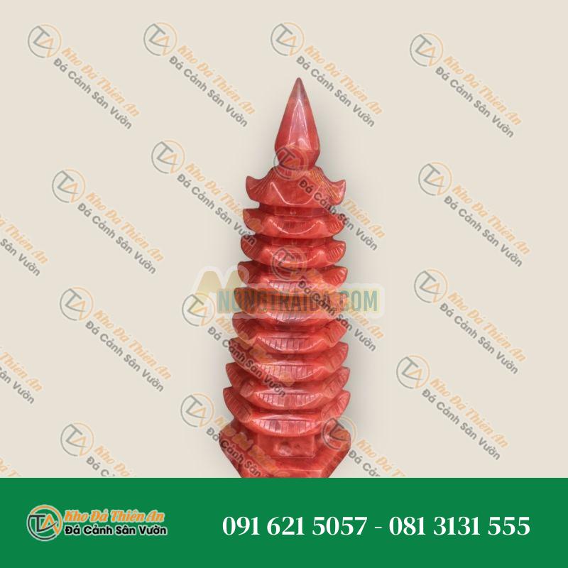 Tháp Văn Xương 9 tầng đá núi lửa Obsidian đỏ cầu công danh tài lộc – Cao 25cm