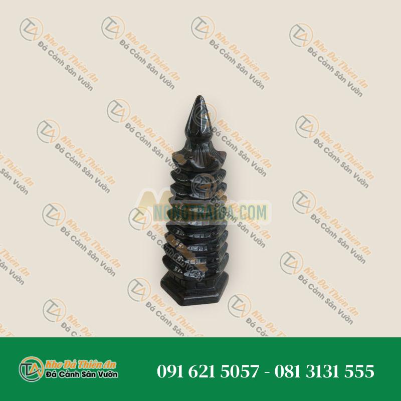 Tháp văn xương 9 tầng đá thạch anh đen cầu công danh tài lộc đá thạch anh đen – Cao 13cm