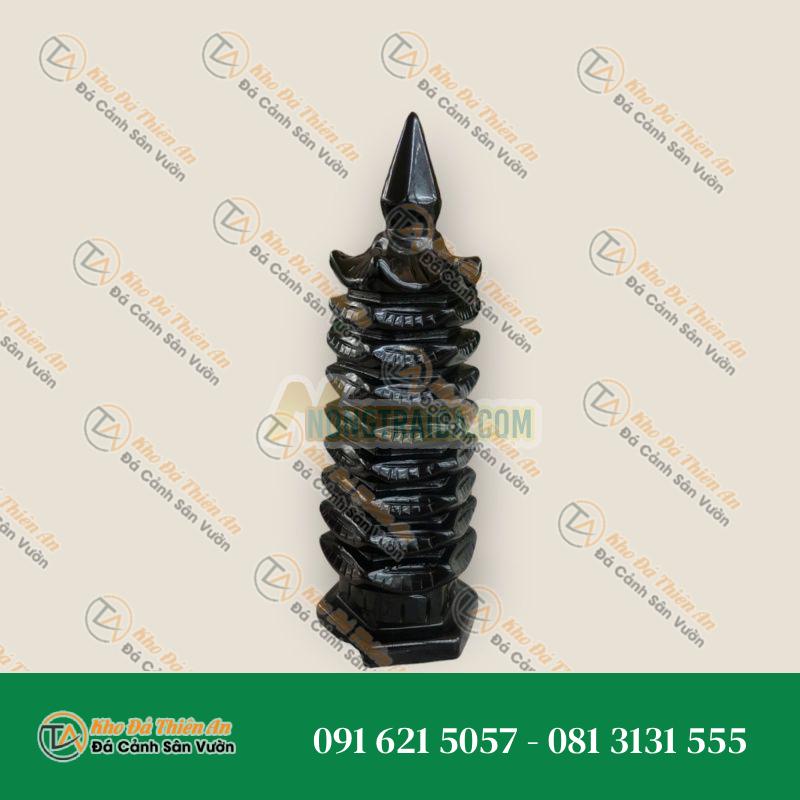 Tháp văn xương 9 tầng đá thạch anh đen cầu công danh tài lộc đá thạch anh đen – Cao 15cm