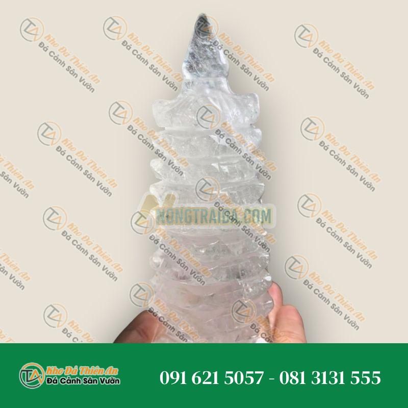 Tháp Văn Xương 9 tầng đá thạch anh ưu linh trắng cầu công danh tài lộc – Nặng 420g