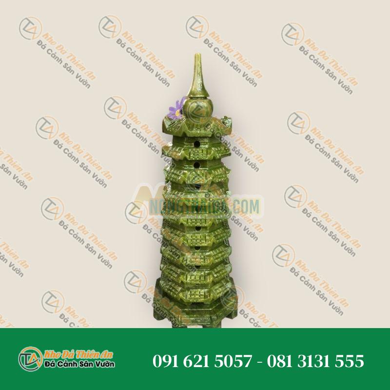Tháp văn xương 9 tầng phong thủy đá ngọc Ấn Độ – Cao 28cm
