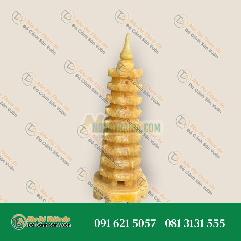 Tháp văn xương 9 tầng phong thủy đá ngọc hoàng long – Cao 28cm