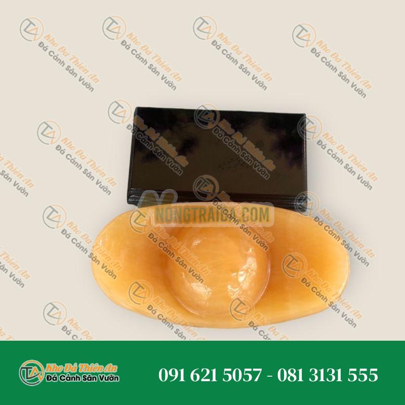 Thỏi vàng Thần Tài Kim Nguyên Bảo phong thủy chiêu nạp tài lộc đá thạch anh vàng – Dài 16cm
