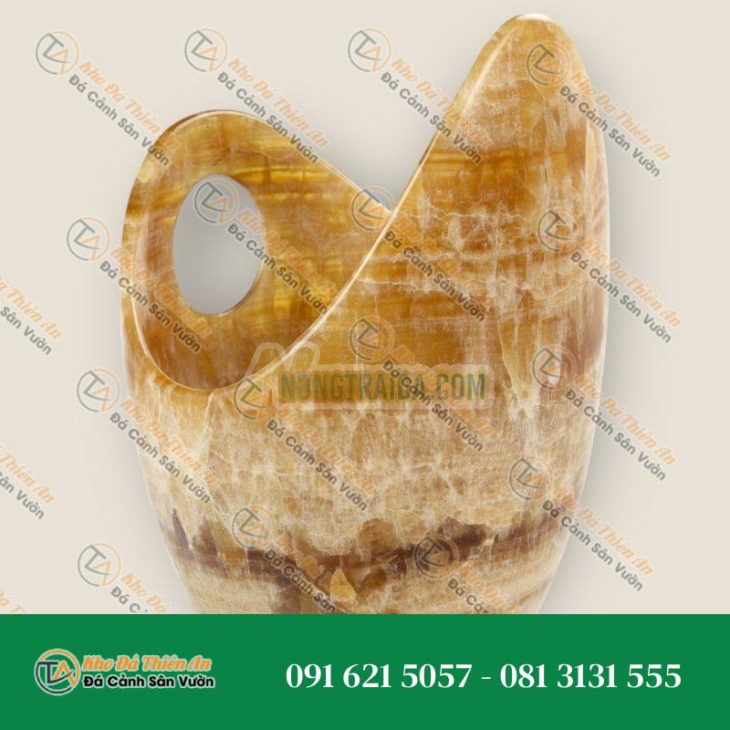 Thùng đựng rượu Champagne/Bình giữ lạnh rượu vang/Chậu đá trang trí Bằng đá cẩm thạch Onyx vàng, thiết kế độc đáo (Đồ sưu tầm) – Italy
