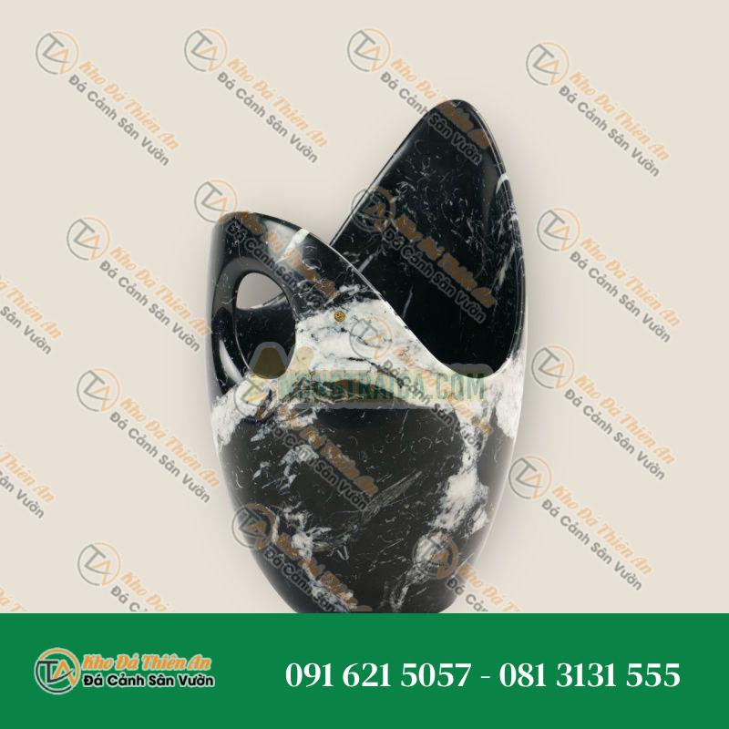 Thùng đựng rượu Champagne/Bình giữ lạnh rượu vang/Chậu đá trang trí Khối đá cẩm thạch đen Marquinia nguyên khối