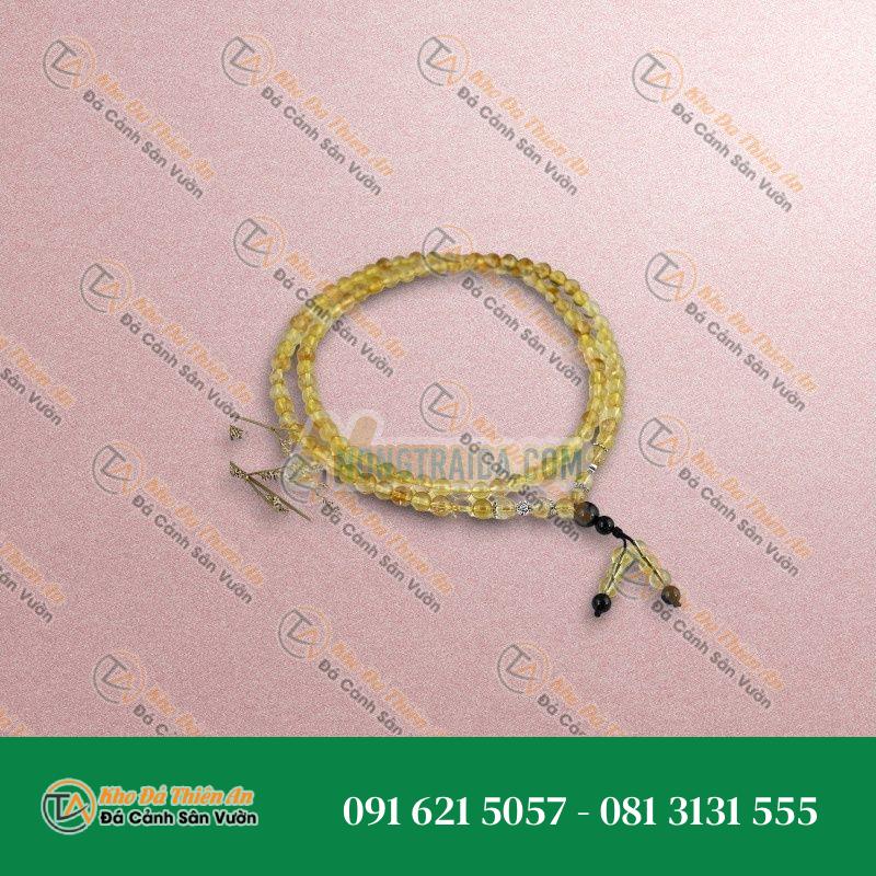 Tràng 108 hạt đá Thạch anh vàng 6mm (Thổ, Kim)